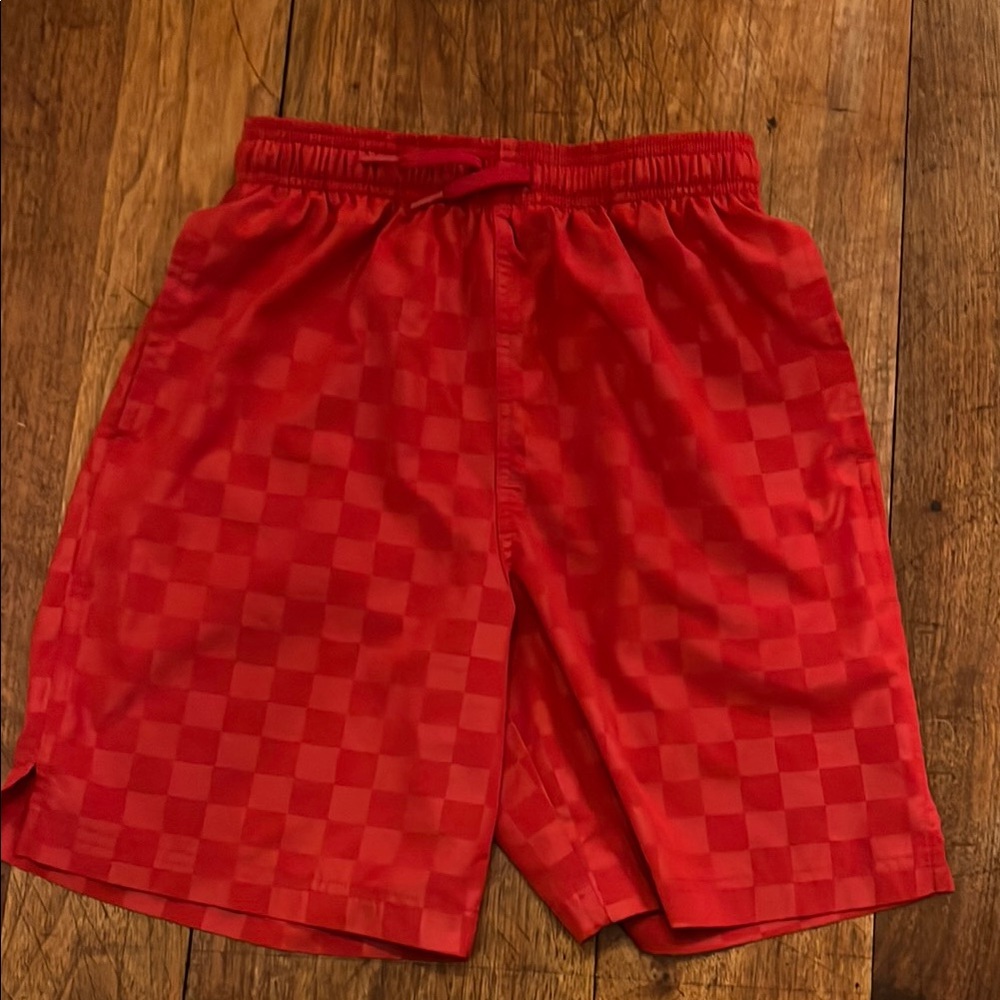 Red Checkered Shorts like new condition.  Nylon fabric with pockets.